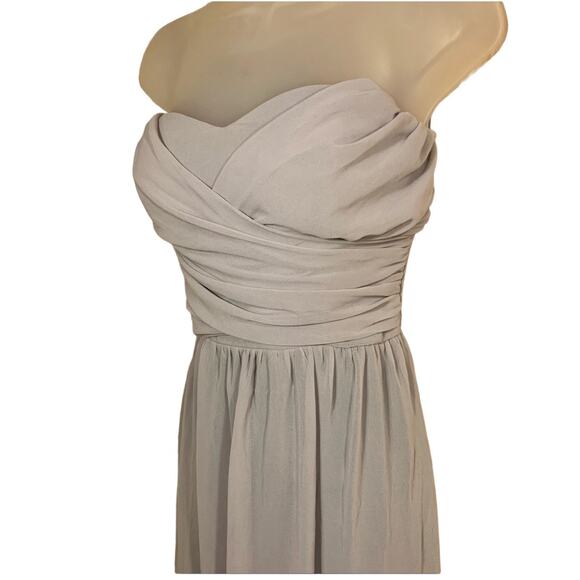 Lulu's Moonlight Serenade Gray Strapless Maxi Chiffon Dress Size M Formal - Picture 7 of 13